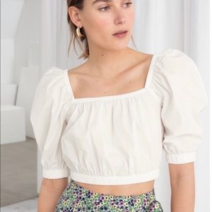 & Other Stories Cropped White Cotton Top sz L